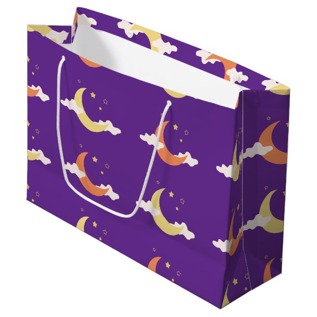 Moon & Stars Große Geschenktasche Geschenktüte (Vorderseite Schrägansicht)