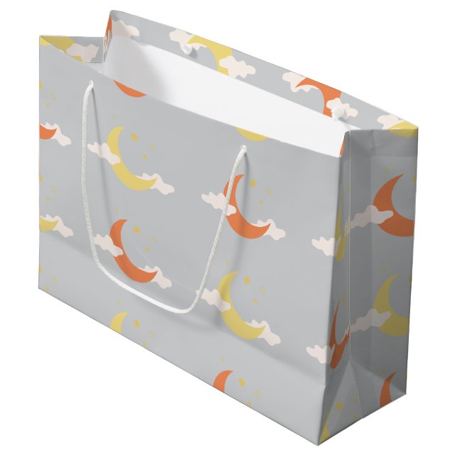 Moon & Stars Große Geschenktasche Geschenktüte (Vorderseite Schrägansicht)