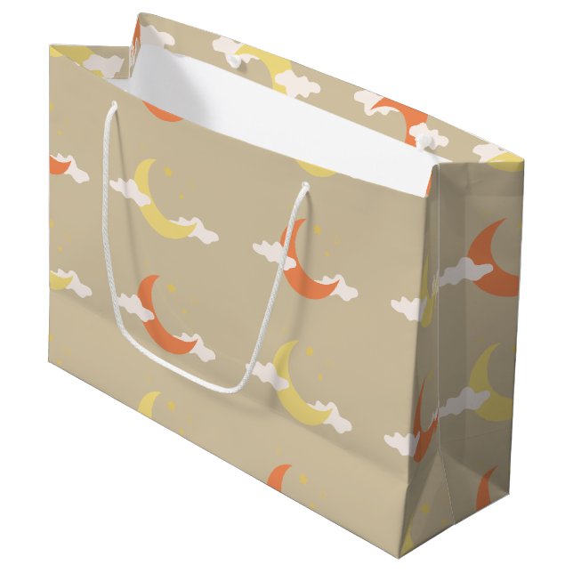Moon & Stars Große Geschenktasche Geschenktüte (Vorderseite Schrägansicht)
