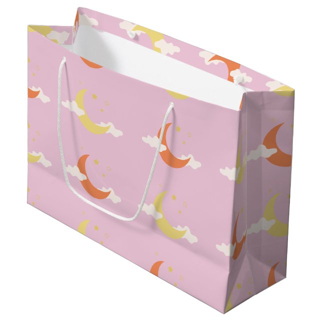 Moon & Stars Große Geschenktasche Geschenktüte (Vorderseite Schrägansicht)