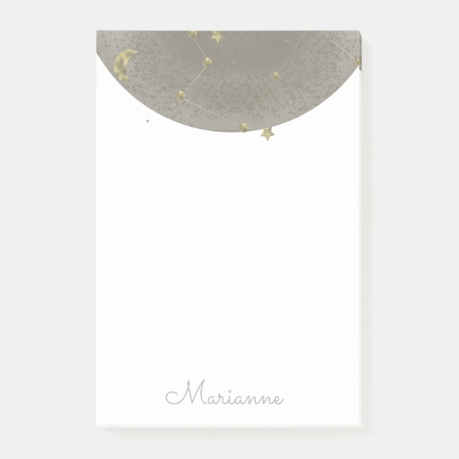 Moon Stars Imitate Gold Post-it Notes Klebezettel (Vorderseite)