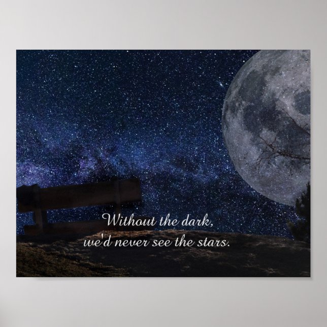 Moon & Stars Inspiration Zitat Poster (Vorne)