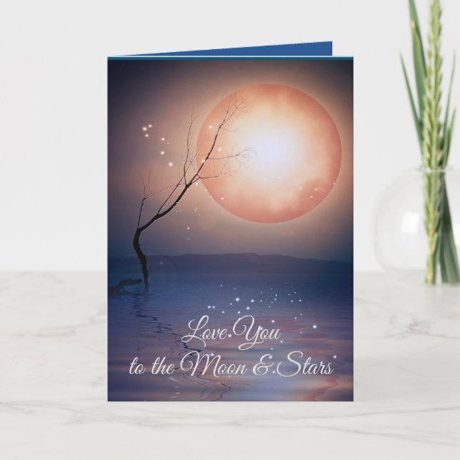 Moon & Stars Liebe Romantisch geklappt Feiertagskarte (Vorderseite)