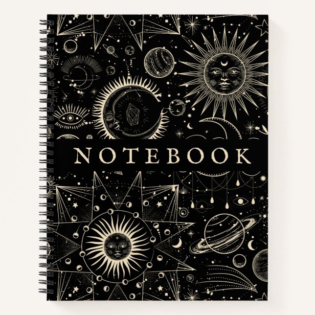 Moon Stars Magical Cosmic Spirale Notebook Notizbuch (Vorderseite)