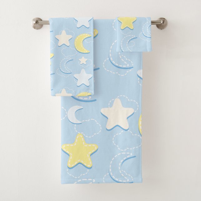Moon & Stars Muster Badhandtuch Set (Insitu)
