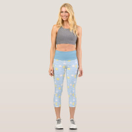 Moon & Stars Muster Capri Leggings
