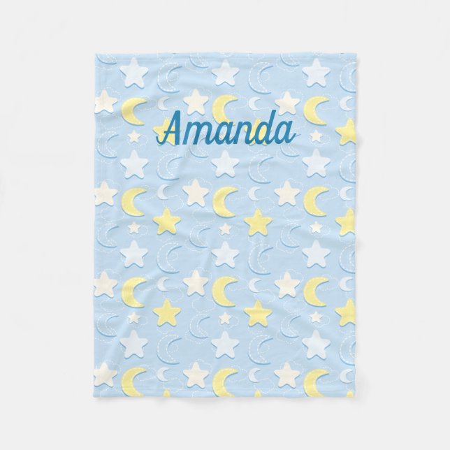 Moon & Stars Muster Fleecedecke (Vorderseite)