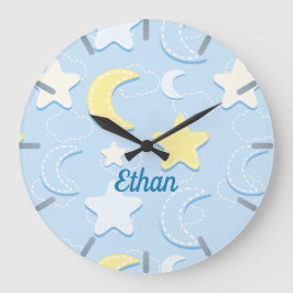 Moon & Stars Muster Große Wanduhr