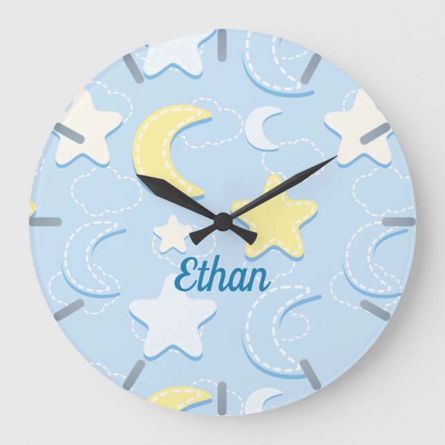 Moon & Stars Muster Große Wanduhr (Vorderseite)