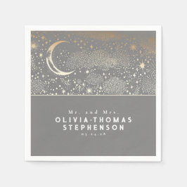 Moon Stars Night Sky Mysantic Romantic Serviette