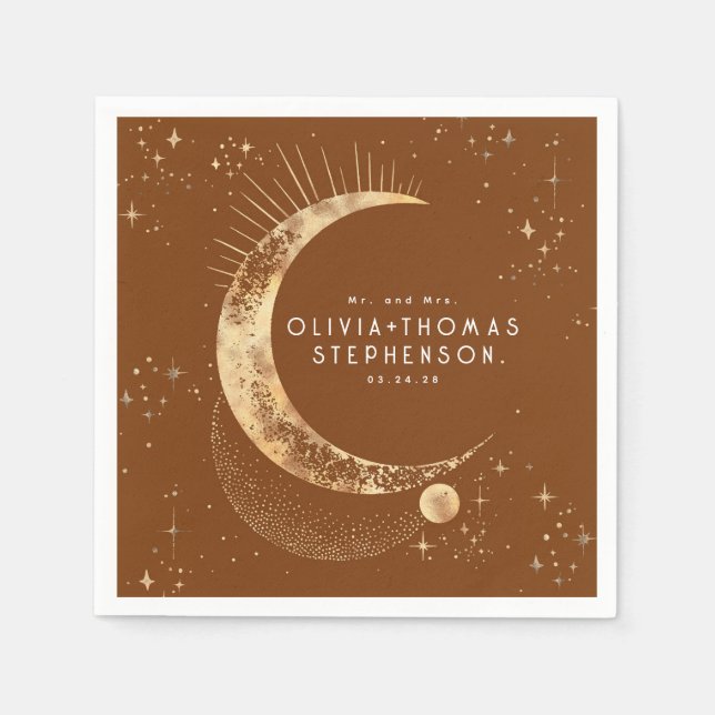 Moon Stars Night Sky Mystical Romantic Napkins Serviette (Vorderseite)