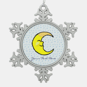 Moon & Stars Schneeflocken Zinn-Ornament
