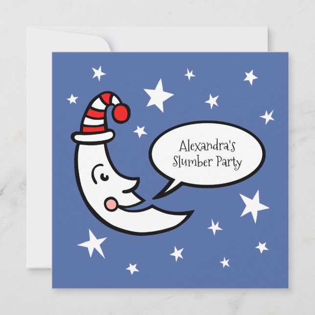 Moon & Stars Slumber Party Geburtstag Einladung (Vorderseite)