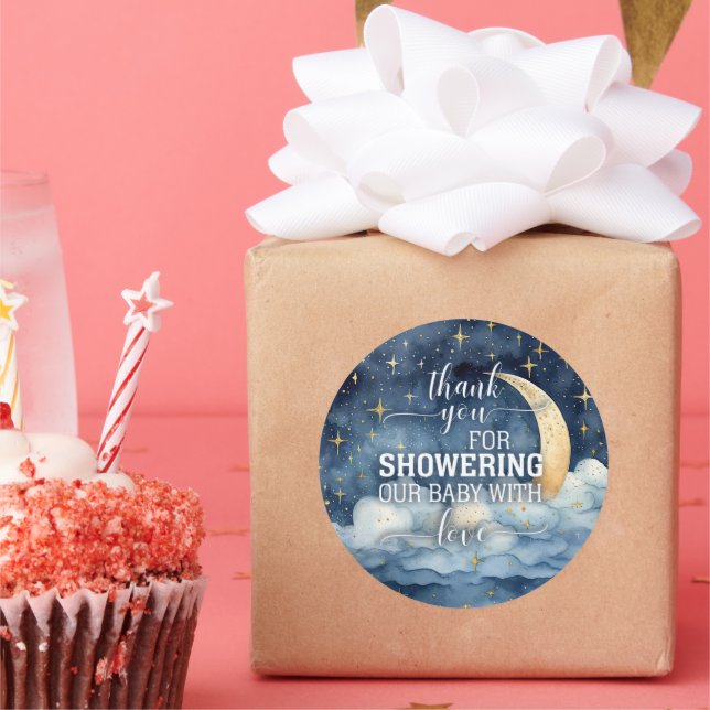 Moon Stars Starry Night Baby Shocker Runder Aufkleber (Party)