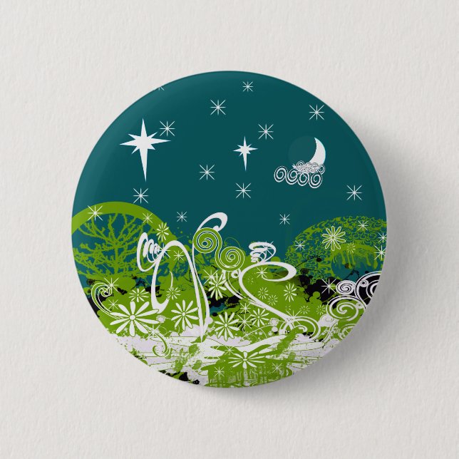 Moon Stars Swirl Paint Platsch Button (Vorderseite)
