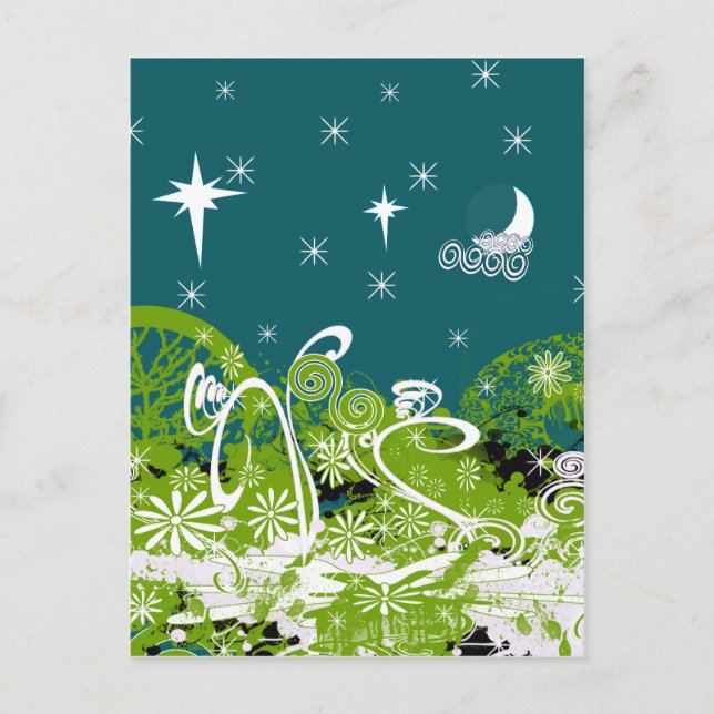 Moon Stars Swirl Paint Platsch Postkarte (Vorderseite)