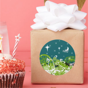 Moon Stars Swirl Paint Platsch Runder Aufkleber