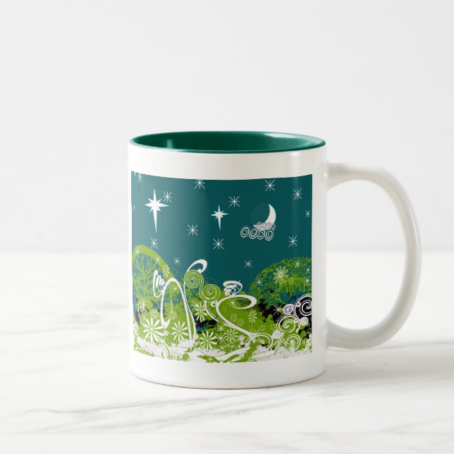 Moon Stars Swirl Paint Platsch Zweifarbige Tasse (Rechts)