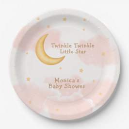 Moon Stars Twinkle Twinkle Girl Babydusche Pappteller