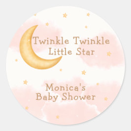 Moon Stars Twinkle Twinkle Girl Babydusche Runder Aufkleber