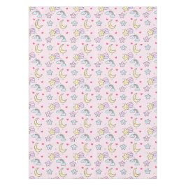 Moon, Stars und Wolken Muster auf Pastellrosa Tischdecke