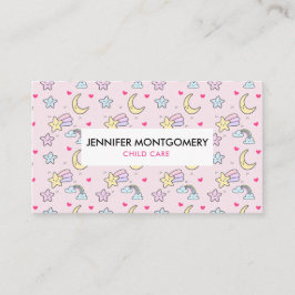 Moon, Stars und Wolken Muster auf rosa Visitenkarte