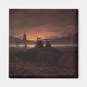 Moon Steigen über das Meer, 1822 (Öl auf Leinwan Magnet