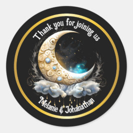 Moon Sterne Nacht Himmel Himmelfahrt elegant Runder Aufkleber