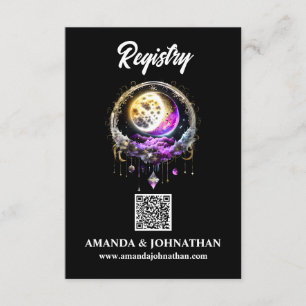 Moon Sterne schwarz magenta QR Code Registrierung  Begleitkarte