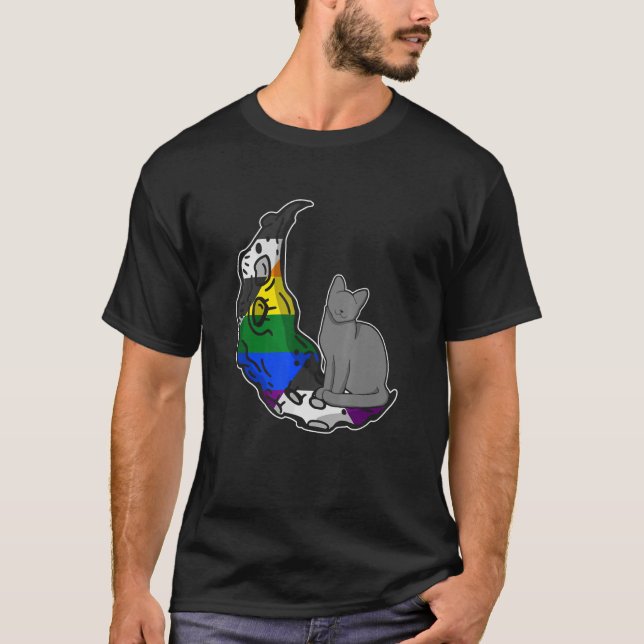 Moon Straight Ally Flag Cat LGBTQ Safe Space Gay P T-Shirt (Vorderseite)