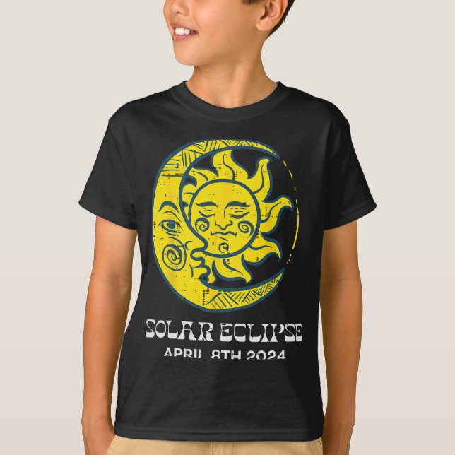 Moon Sun Solar Eclipse 2024 Totalität 8. April Fra T-Shirt (Vorderseite)