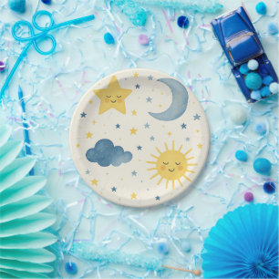 Moon, Sun, Stars & Cloud Baby Dusche Pappteller