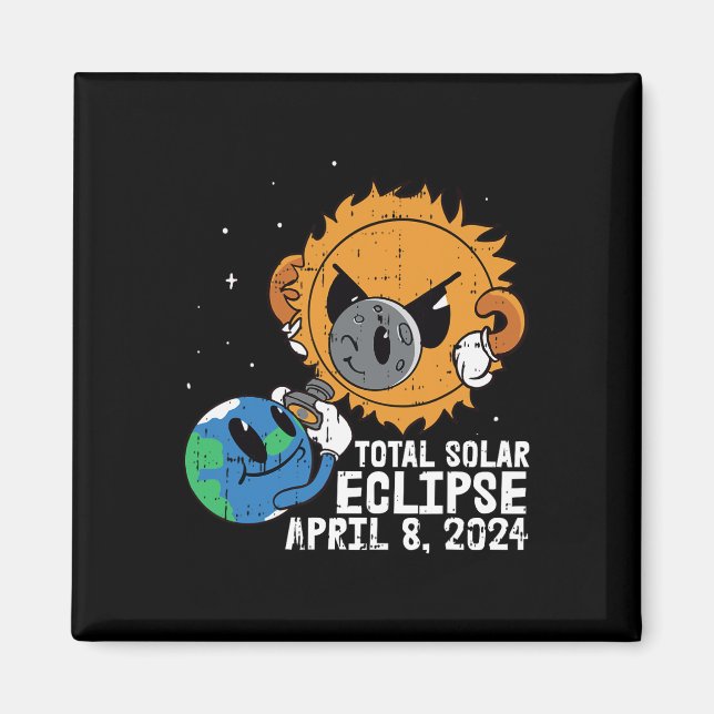 Moon Sun Total Solar Eclipse April 8 2024 Totalitä Magnet (Vorne)