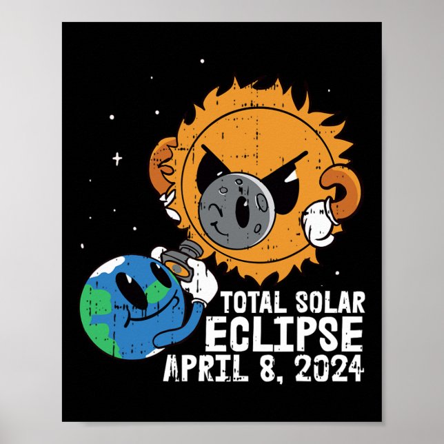 Moon Sun Total Solar Eclipse April 8 2024 Totalitä Poster (Vorne)