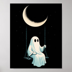 Moon Swing Ghost Shirt Spooky Niedliche Nacht Okto Poster