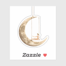 Moon Swing Sticker: Whimsical Cosmic Dream Design Aufkleber