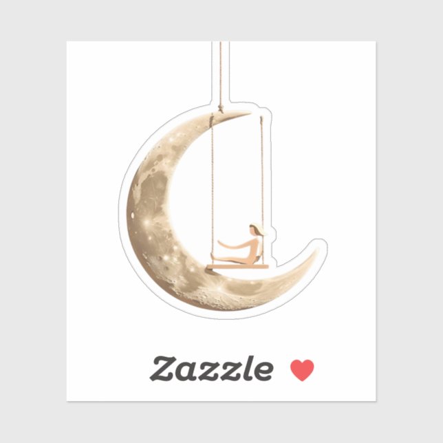 Moon Swing Sticker: Whimsical Cosmic Dream Design Aufkleber (Blatt)