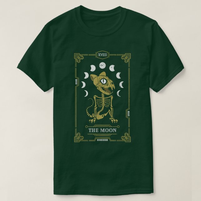 Moon Tarot Card Katze Skelett Feline Gothic Hallow T-Shirt (Design vorne)