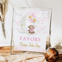 Moon Teddy Bear Pink Gold Balloons Favorit Sign