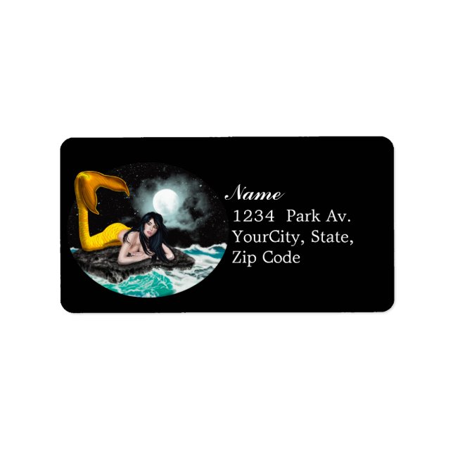 Moon Tide Mermaid Labels 2 Adressaufkleber (Vorne)