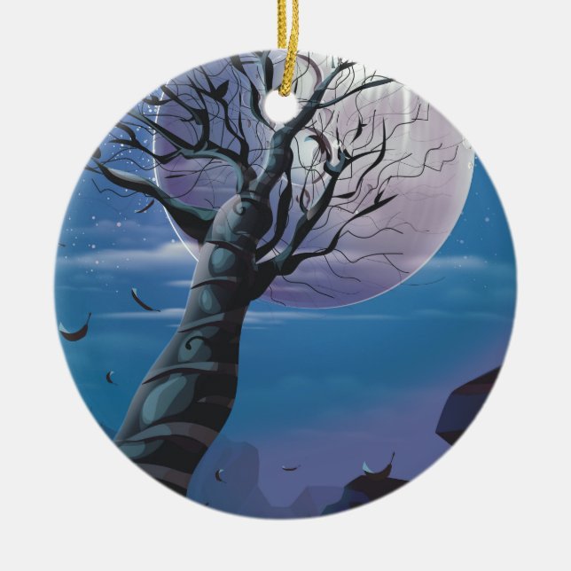 Moon Tree Keramikornament (Vorne)