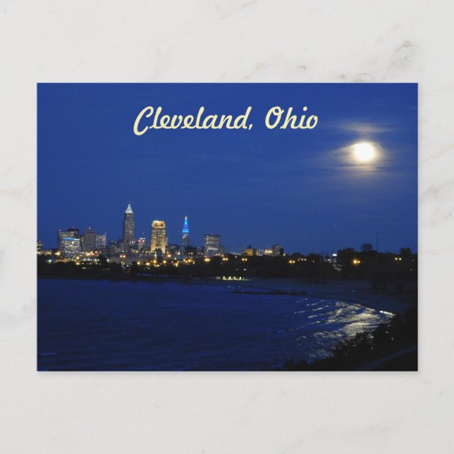 Moon über Cleveland Postcard Postkarte (Vorderseite)