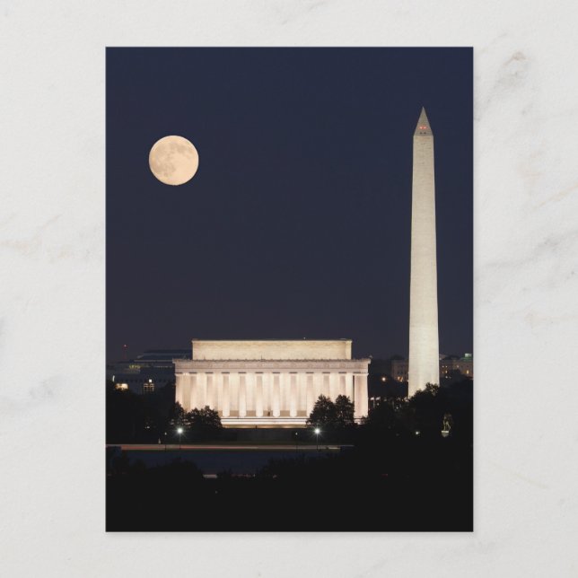 Moon über Washington DC Postkarte (Vorderseite)