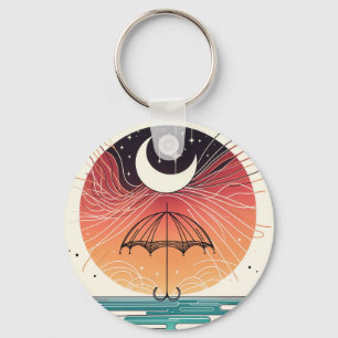 Moon & Umbrella Dream Charm Mini Boho Art Schlüsselanhänger