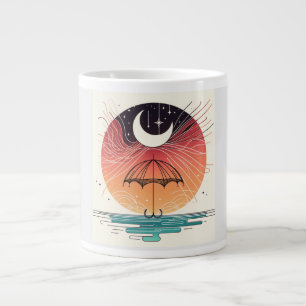 Moon & Umbrella Surreal Boho Line Jumbo-Tasse