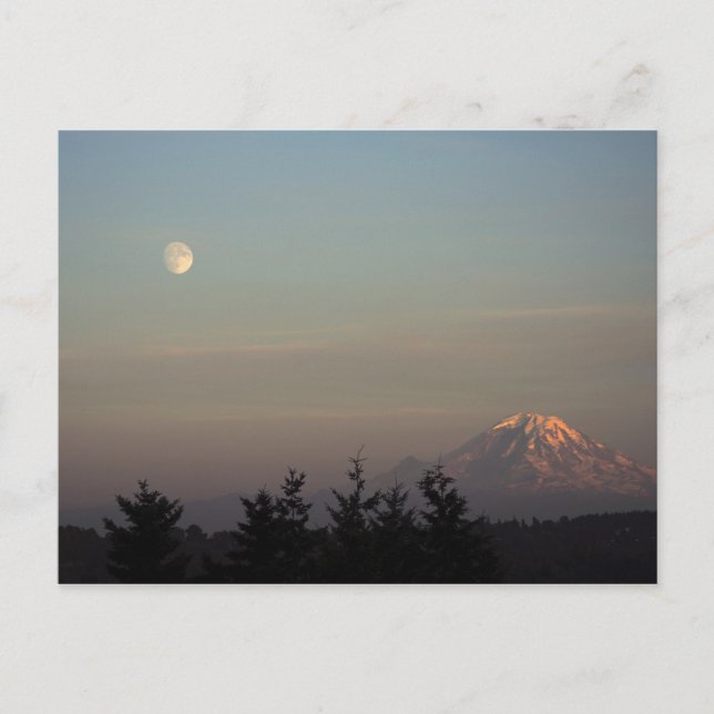 Moon und Berg Ranier auf Postkarte (Vorderseite)