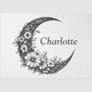 Moon und Blume Kunst mit individuellem Namen Seidenpapier