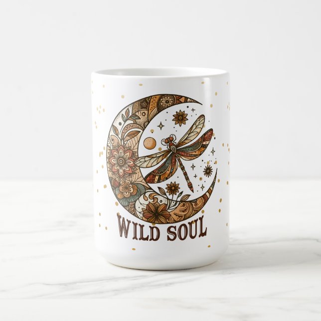 Moon und Libelle Kaffeetasse (Mittel)