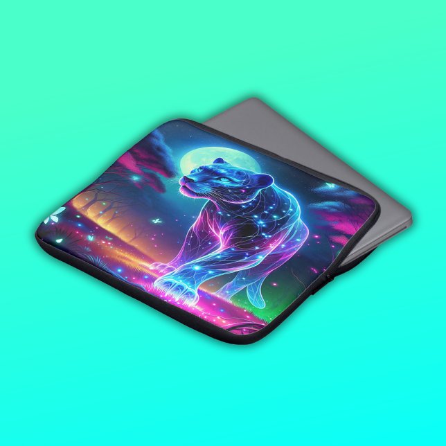 Moon und Panther Holographic Neon farbenfroh | Laptopschutzhülle (Von Creator hochgeladen)