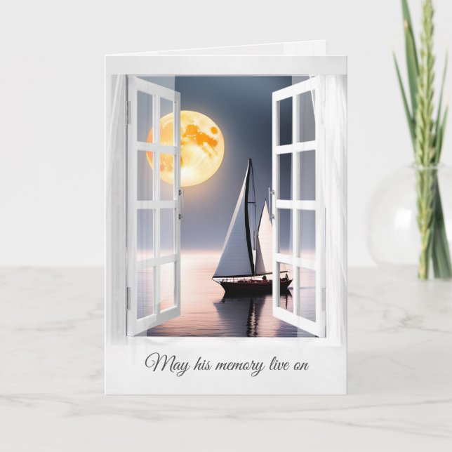 Moon und Sailboat in Window Beileid Karte (Vorderseite)
